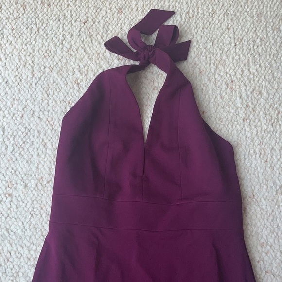 Dress the Population‎ Vanessa Plunging Halter Bodycon Midi Dress Dark Magenta S - Picture 4 of 11